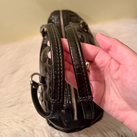 Coach Black Patent Leather Logo Signature C Stitch Double Handle Shoulder Bag - Picture 5 of 8